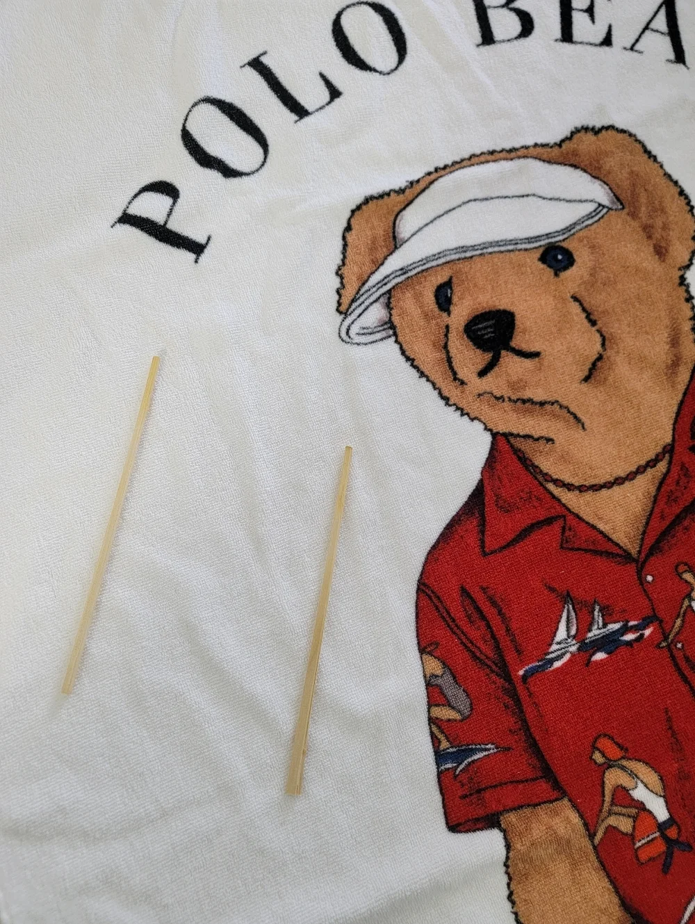 Ralph Lauren White Polo Bear Graphic Extra Large Towel